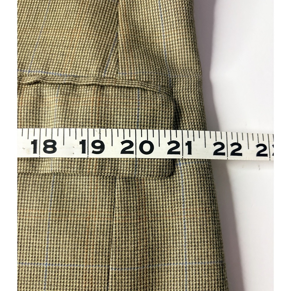 Lauren Ralph Lauren Sport Coat Blazer 44R Tan‎ Windowpane Silk Linen Wool Jacket - Picture 11 of 13